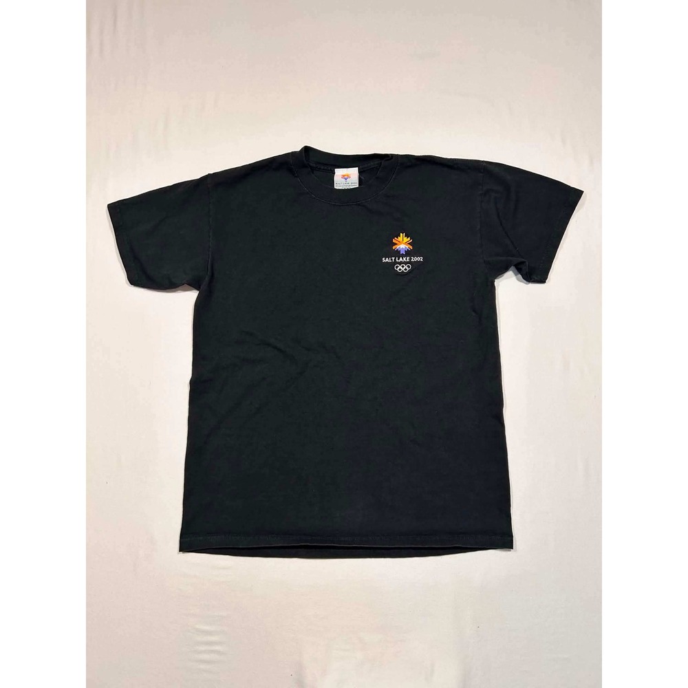 Vintage Salt Lake 2002 Winter Olympics Embroidered T-Shirt Black Mens Medium
